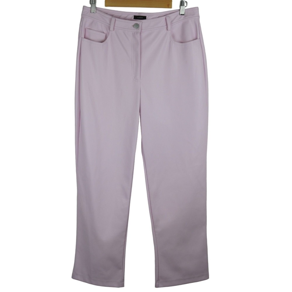 Halogen Faux Leather Pants Women Size 10 Pink Straight Leg Nordstrom High Rise
